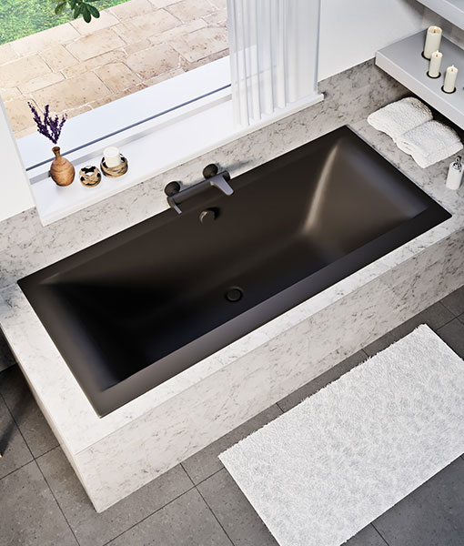 Petra lux slim 170×80 matt fekete egyenes kád